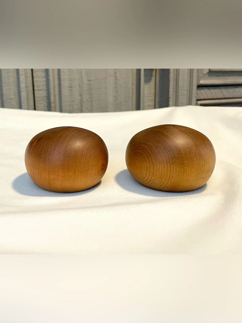 *MCM* Salt & Pepper Set - Ball Type Design - Myrtlewood-Vintage - 2.5